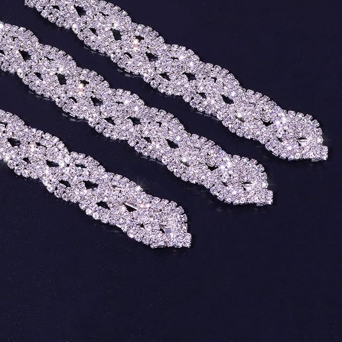 StoneFans Rhinestone Hair Jewelry for Braids Accessories HIP HOP Braid Jewelry Silver Bling Headpiece 3pcs Wedding Set