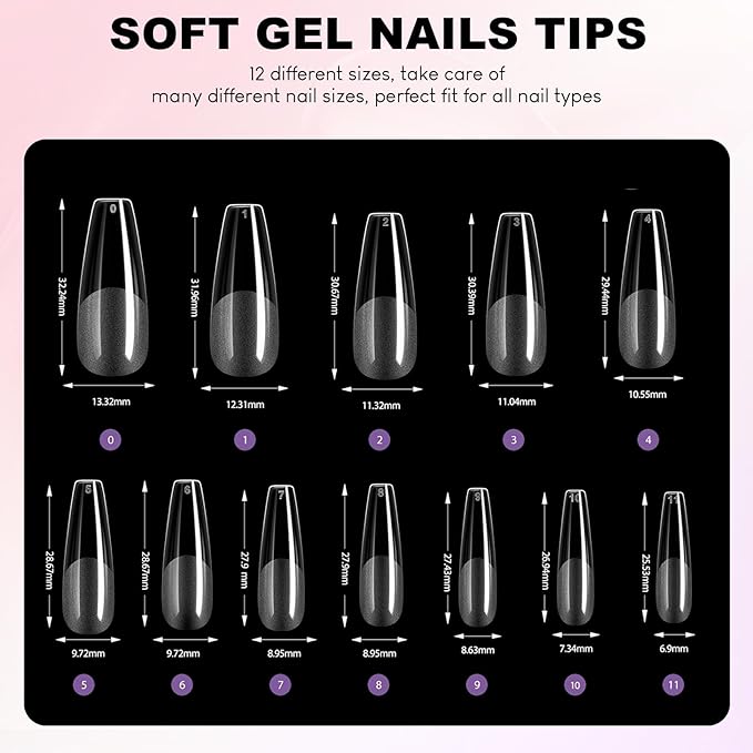 Gel X Nail Kit: All-in-1 Beginner Gel Nail Kit with Nail Drill Handheld UV Light 30g Solid Nail Glue Gel 504PCS Nail Tips Acrylic Nail Kit Home Salon DIY Nail Art Gel Kit Manicure Gift (Long Coffin)