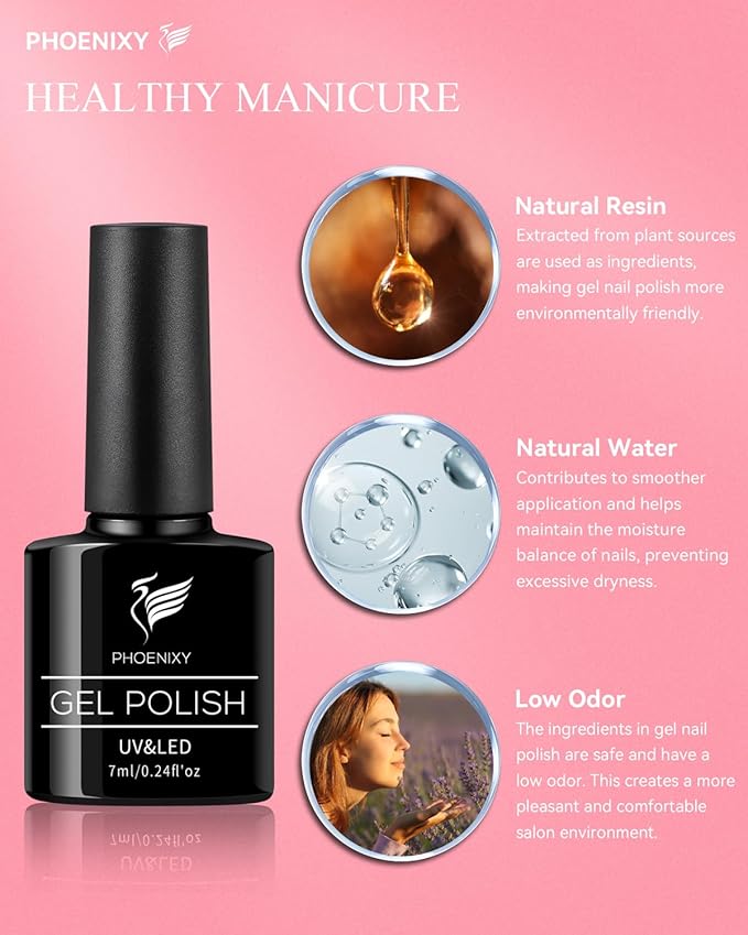 PHOENIXY 61 PCS Gel Nail Polish Kit with U V Light, 40 Colors Gel Nail Kit Manicure Starter Nail Polish Set Base Top Coat Gifts for Women SS9010