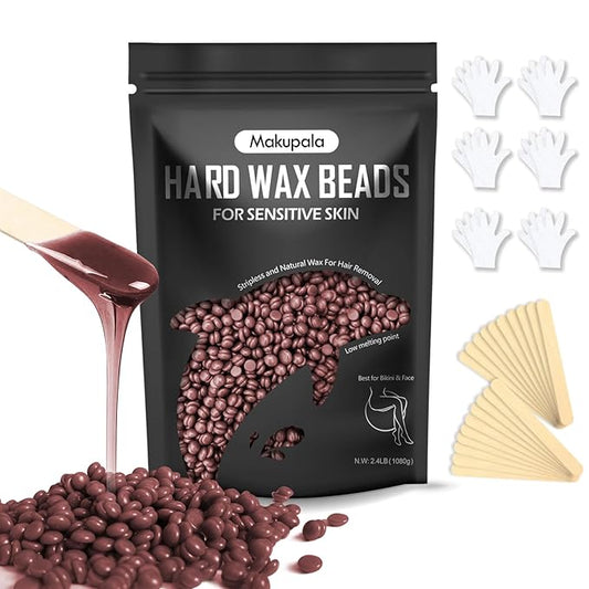 Beads for Coarse Hair Removal, 2.4lb for Sensitive Skin Women, Hard Wax for Full Body, Brazilian Waxing, Bikini, Face, No Rosin Unscented Low Temperature Home Beans