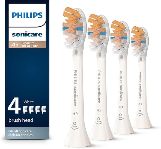 Philips Sonicare Premium All-in-One (A3) Replacement Toothbrush Heads, HX9094/65, Smart Recognition, White 4-pk