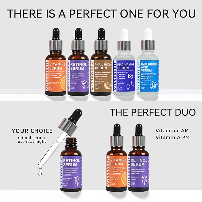 Retinol Serum for Face anti aging with Squalane Oil & Vitamin E Oil for Skin Care Night Repair Serum for Oily, Combination, Dry & Mature Skin for Daily Use 1Fl oz