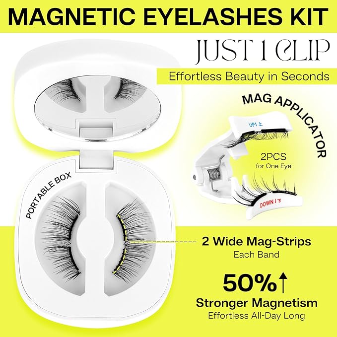 CALAILIS Magnetic Eyelashes with Applicator Upgrade Soft Magnetic Eyelashes Natural Look Reusable Magnet Lashes Kit No Glue Needed Easy to Wear and Remove (M01)