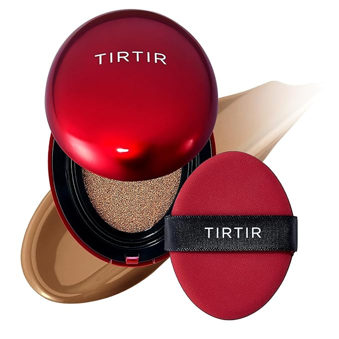 TIRTIR Mask Fit Red Cushion Foundation | Full coverage, Weightless, Skin fit, Satin Glow Finish, Korean Makeup Cushion Foundation (#43N Deep Cocoa, 0.63 Fl Oz)