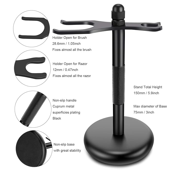 Amazing Safety Razor Shave Kit - Mysterious Black Men's Shaving & Grooming Sets - Butterfly Open Safety Razor,Friendly Brush,Great Shaving Stand,Shaving Soap Bowl, Super Stainless Blades