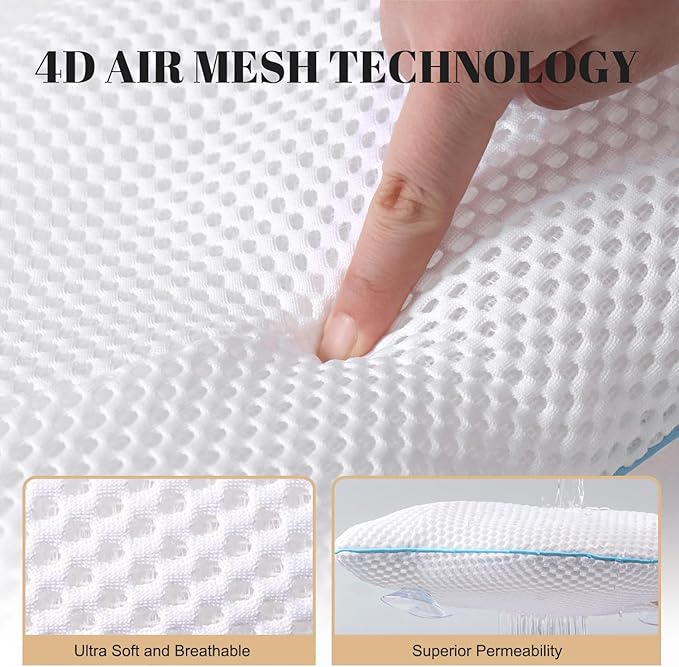 Non Slip Bath Pillow, Luxury Spa Bathtub Head & Neck Rest Support, Permeable Quick Drying Air Mesh Tub Pillow with 4 Large Suction Cups, Fits Any Tubs, Soft and Relaxing