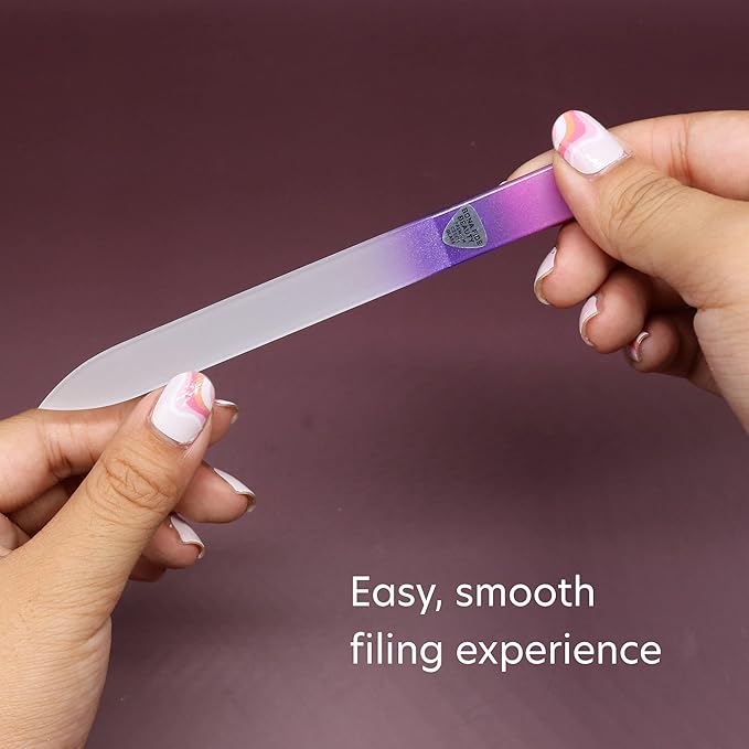 Bona Fide Beauty Czech Glass Nail Files Set - 10-Piece Crystal Nail Files Set in Sleeves, Bulk Nail Files from The EU (Multicolor)