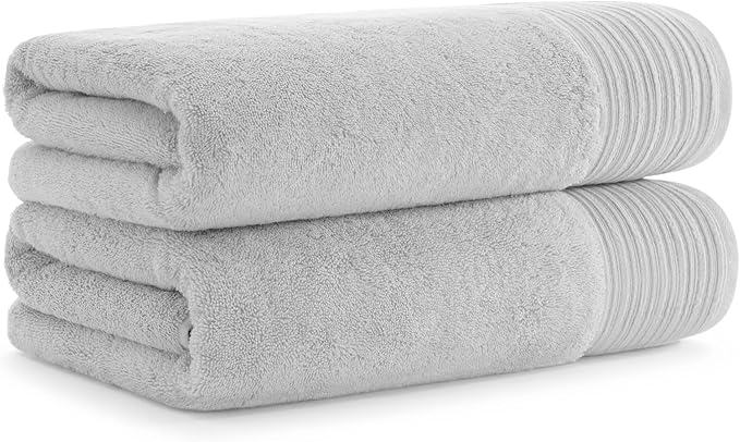 Aston & Arden Anatolia Turkish Bath Towels - Pack of 2-100% Ring Spun Cotton, Soft Plush Absorbent, 600 GSM Low Twist Weave, Premium Towel for Hotel, Spa, Bathroom, 30 x 60 in, Smoke Grey