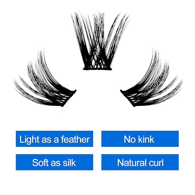 DIY Eyelash Extension Clusters Lashes 3D Volume Effect D Curl Wide Stem Individual Lash Clusters Reusable Artificial Fluffy Wispy False Eyelashes Set for Home Eyelash Extensions (0.07-D-16mm)