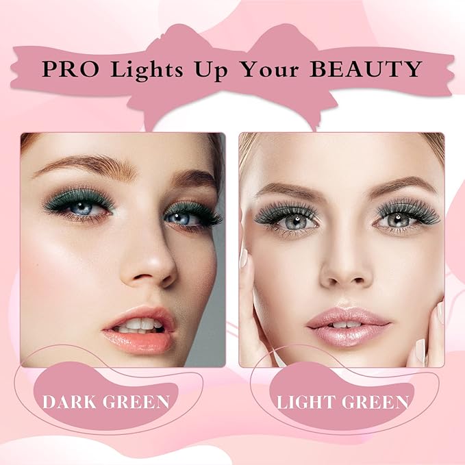 168 Pcs Colored Lash Clusters 2 Colors Mixed Cluster Lashes Dramatic Cosplay Lashes for DIY Individual Lash Extensions at Home Thin Band and Soft (Light Green+Dark Green, D-10-16mix)