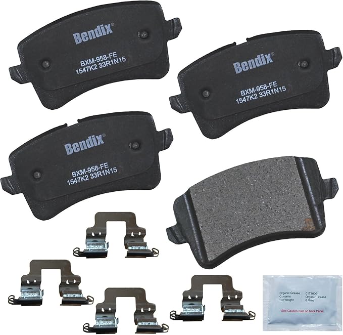 Bendix Priority1 CFM1547K2 Semi-Metallic Rear Brake Pads for Audi A6 2018-2012, A6 Quattro 2018-2012