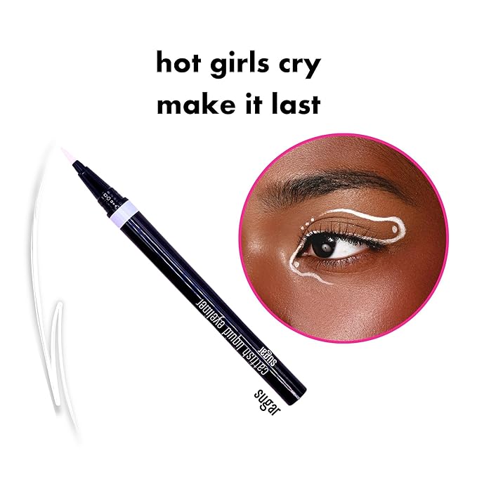 Catfish Liquid Eyeliner, Waterproof Liquid Eyeliner, Long Lasting Makeup with Fine Brush Tip Easy Apply Satin Finish, Smudge-Proof & Transfer-Proof - Sugar (White)