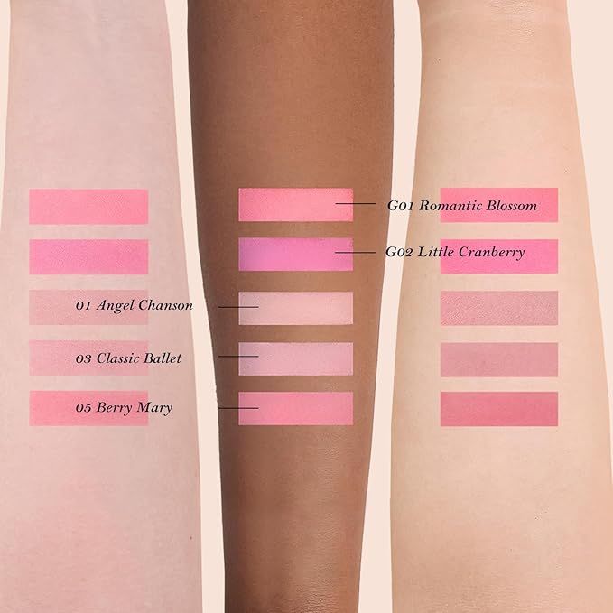 Flower Knows Strawberry Rococo Embossed Blush,Pink Matte Finish,Buildable & Blendable Makeup Blush for cheeks,Soft & Long-lasting for Girls & Women(01 Angel Chanson, 5g)