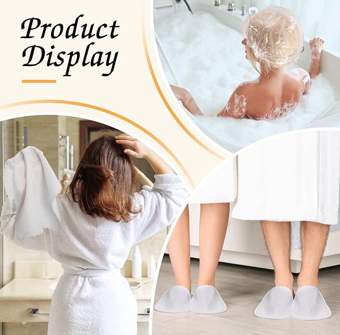 Uiifan 30 Sets Basic Toiletry Homeless Personal Set Disposable House Slippers Disposable Towel Washcloth face Cloths Disposable Toothbrush with Toothpaste Individually Wrapped for Spa Hotel Camp Hike