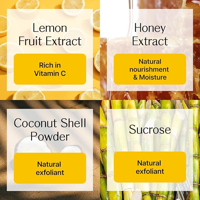 Korean 5-Minute Wash Off Face Scrub Mask- All-in-One Skincare with Lemon & Manuka Honey Natural Exfoliating, Hydrating, and Nourishing K-Beauty (3.52 fl. oz/100g)