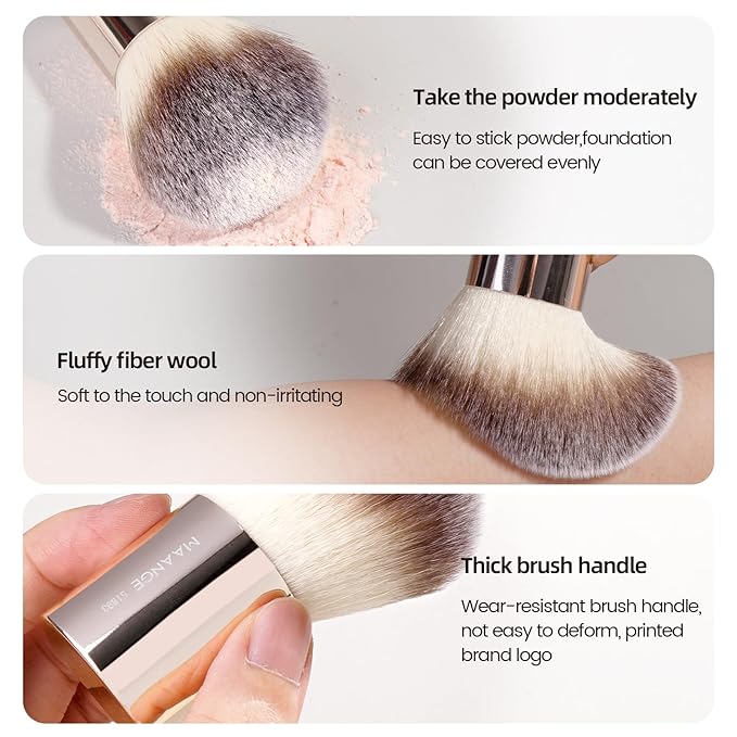MAANGE 20 Pcs Makeup Brushes with Gift Box, Double-End Multi-functional Makeup Brushes for Blending Liquid Powder Concealer Cream Blush Buffe,Champagne