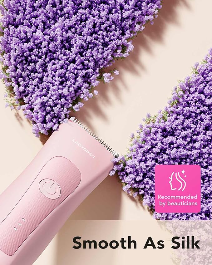 Electric Shaver for Women, Women Shaving & Grooming Sets, with 3 Guard and Replaceable Ceramic Blade Heads, LADYSPOT™ Pubic Hair Trimmer Bikini Trimmer Grooming Kit Sets-(Pink)