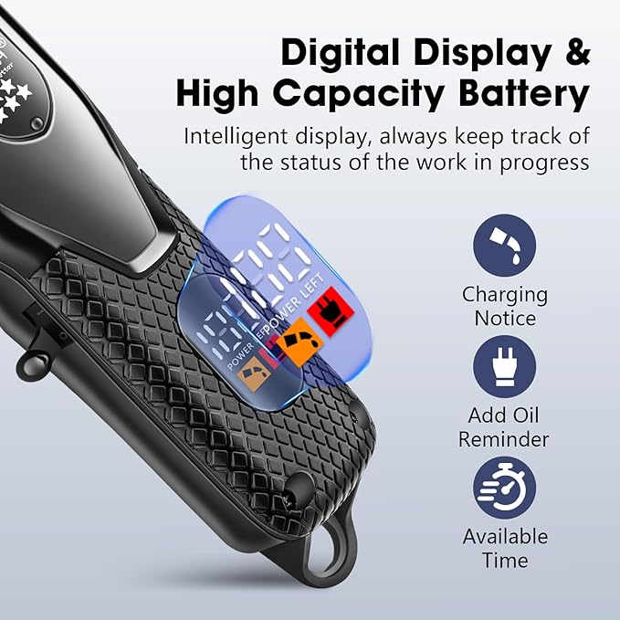 Professional Hair Clippers Set for Men,Cordless Rechargeable Clippers Set and Trimmers Kit, Haircut Clipper Set for Barbers with LED Display, Gifts for Men