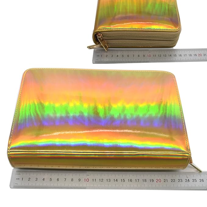 216 Slots Stamping Plate Holder Case Rainbow Laser Design Round Square Rectangular Nail Art Stamp Template Organizer 1pcs Empty Nail Art Plate Case Bag (gold - 216 Slots)