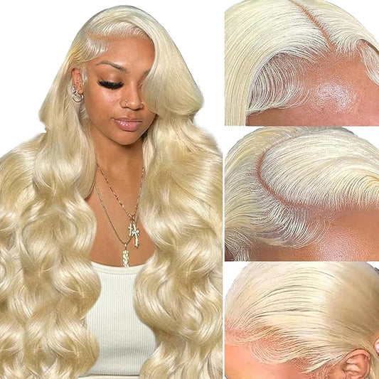 613 13x6 Lace Front Wig Human Hair Body Wave Blonde Wig Human Hair 613 HD Lace Frontal Wig Blonde Lace Front Wigs Human Hair 200% Density 28inch
