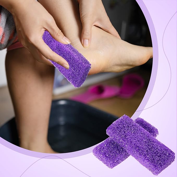 Batiyeer 600 Pcs Pumice Stone Bulk for Feet Scrubber Dead Skin Disposable Pedicure Pumice Stone Foot Shower Scrubber for Heel Cuticle Callus Remover Bath Spa,3.15 x 1.34 x 0.47 Inch(Purple)