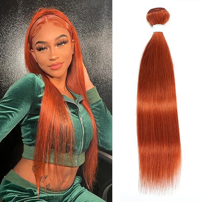 REMY Hair Brazilian Hair #350 Burnt Orange Color Bundle Long Straigt Hair 100% Human Hair Bundles Virgin Hair 95G/Pcs Unprocessed Hair Double Weft Weave (24inch)