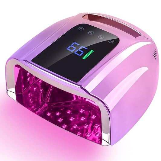 96W Rechargeable UV LED Nail Lamp,Portable Cordless UV Light for Nails with LCD Display Auto Sensor,4 Timer Setting and Smart Sensor Nail Dryer,Nail Cure Light with Removable Bottom(Colorful)