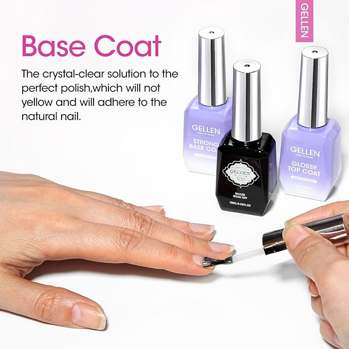 Gellen Builder Nail Gel with Gel Top Coat Base Coat 6 Colors Cat Eye Gel Nail Polish Set