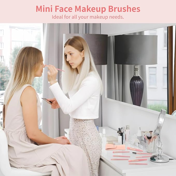 16 Sets Travel Makeup Brush, Mini Face Cosmetic Brushes with Brush Bags, Foundation Brush Kit, Bachelorette Party Favors, Bridesmaid Presents for Wedding Bridal Shower