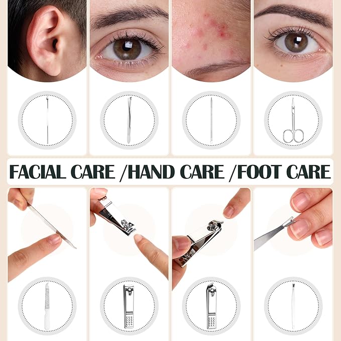 30 Sets Bulk Gifts for Women Manicure Set Bulk Professional Nail Care Kit Nail Clippers Kit 8 in 1 Stainless Steel Pedicure Set with Travel Case for Women Men(Litchi Rind Print)