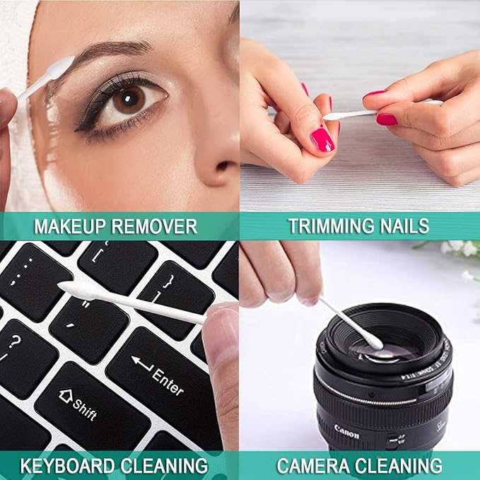 400 Pack Cotton Swab Individually Wrapped, Individually Wrapped Double Tipped Cotton Swabs Paper Sticks Cotton Buds(White, Round/Pointed End)