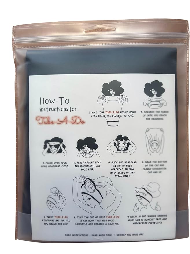 Luxury Waterproof Shower Cap - Innovative Open-Ended Design - Black