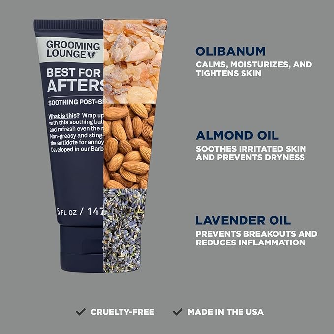 Grooming Lounge Aftershave for Men - Instant Soothe Razor Burn, Skin Irritation & Bump Relief After Shave Balm - Fast Absorbing, Moisturizing Unscented Aftershave Men 5 Fl Oz (Pack of 2)