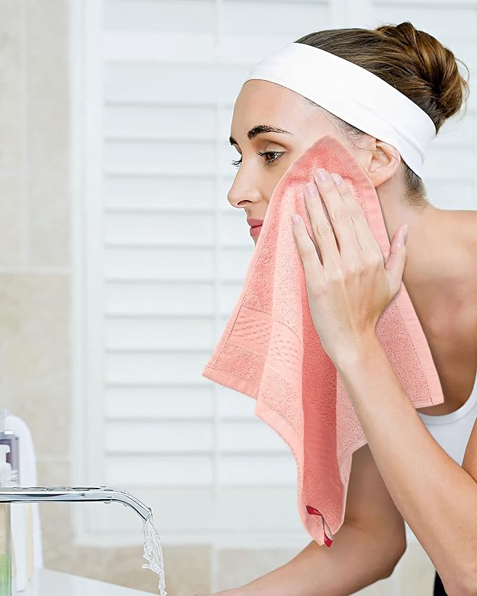 Cleanbear Wash Cloths Soft Bathroom Washcloths for Body and Face, Wash Cloth with Assorted Colors Bulk Face Cloths 13 by 13 Inches (12 Pieces 6 Colors)