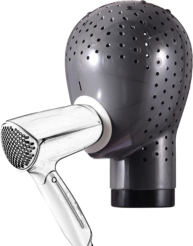 Wig Head Stand - Fresh Holder With Mannequin for Drying and Styling Hair, Scalp Cap Net, Dryer With Holes