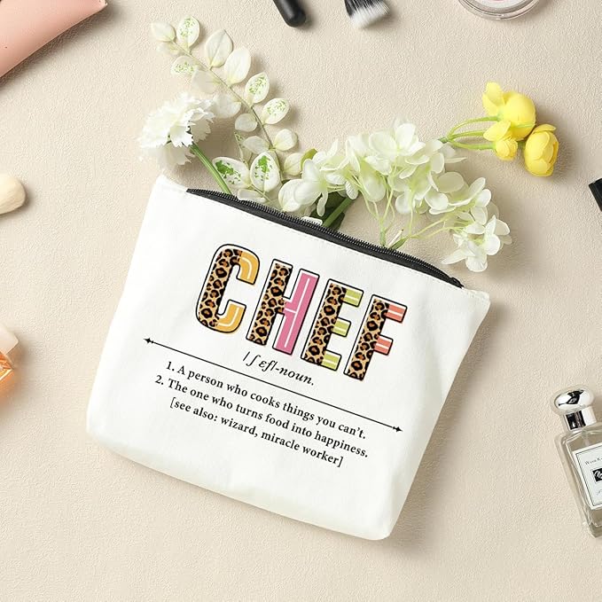 Chef Definition, Makeup Bag Cosmetic Bag, Cooking Lover for Women, Birthday Retirement Graduation Appreciation Gifts for Female Baking Lover Students Mom Friend