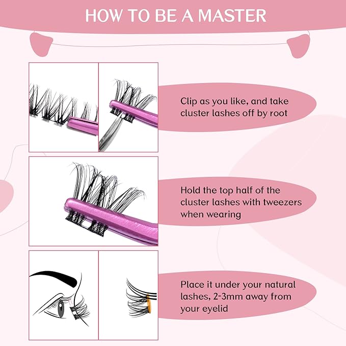 Cluster Lashes, 72 Pcs Individual Lashes, Lash Clusters DIY Eyelash Extension, Super Thin Band Reusable Soft & Comfortable (Infatuation-D-16mm)