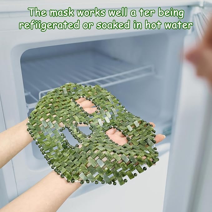 gemshan Jade Mask,100% Natural Stone Facial Mask for SPA Skincare Beauty Tools for Puffy Eyes Dark Circles