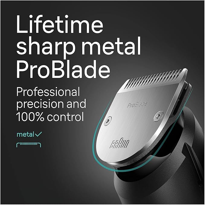 Braun All-in-One Style Kit Series 7 7410, 8-in-1 Trimmer for Men with Beard Trimmer, Body Trimmer for Manscaping, Hair Clippers & More, Sharpest Blade, 40 Length Settings, Waterproof