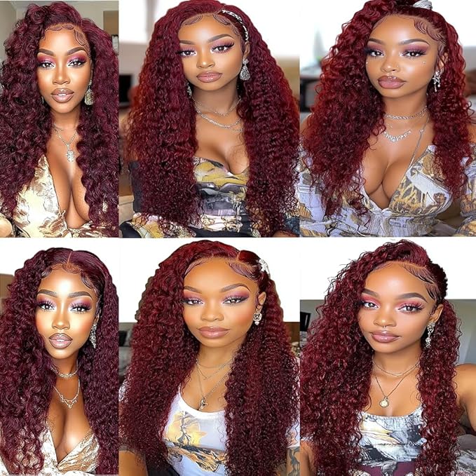 Burgundy Deep Wave Bundles Color 99j Loose Deep Water Wave Human Hair Bundles 8a Grade Double Weft Weave Extensions Brazilian Human Hair Soft and Silky for Black Women 24 26 28 Inch