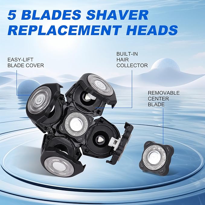 5D Blades Shaver Replacement Heads,Head Electric Razor Shaving Compatible with Fr**b*i*d Replacement Blades Shaver kit for Bald Men with 3 Cleaning Brush, 3 Pack by Plantarecover