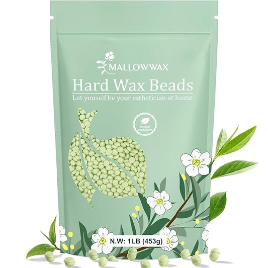 Hard Wax Beads - Wax for Sensitive Skin Hair Removal - Tea Tree Wax Beads for Face, Underarms, Bikini, Legs