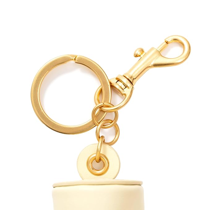 Cockatoo Nappa Leaeher Zipper Lipstick Case with Keychain Chapstick Holder Keyring (LEMON BUTTER)