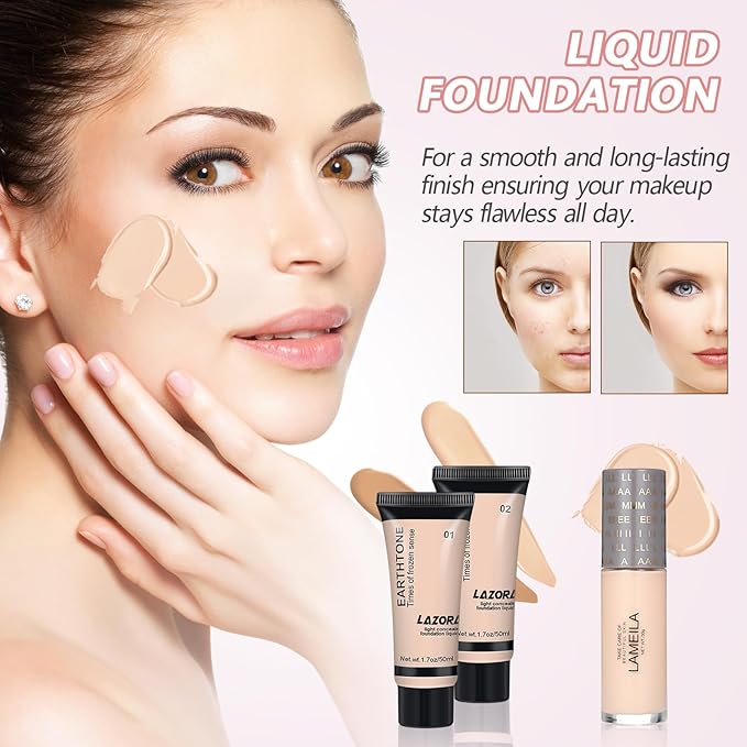 All-in-One Makeup Kit - Multi-Purpose Eyeshadow Palette, Concealer & Foundation - Portable Women's Full Makeup Kit