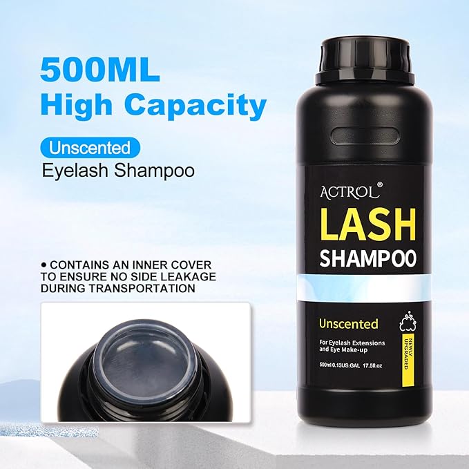 Lash Shampoo 500ml Eyelash Cleanser Unscented Foam for Lash Wash and Salon or Home Care
