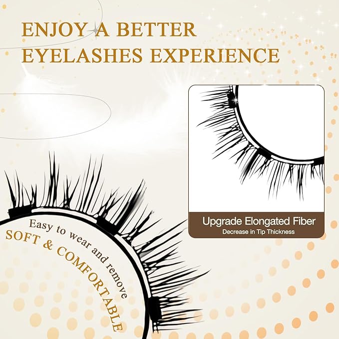 Ginani Magnetic Lashes,Ginani Magnetic Lashes Kit,Magnet Eyelashes with Applicator Natural Look,Reusable No Glue Needed Soft Eyelashes Kit for Women(Natural+Fuller+Simple)