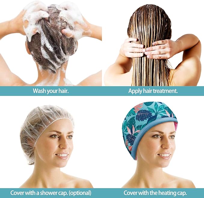 VICARKO Hair Steamer Thermal Heat Cap 𝐄𝐱𝐭𝐞𝐧𝐝𝐞𝐝 𝐂𝐨𝐫𝐝 Deep Conditioning Natural Black Hair Scalp Treatment Spa Hot Head Care Electric for Home Use