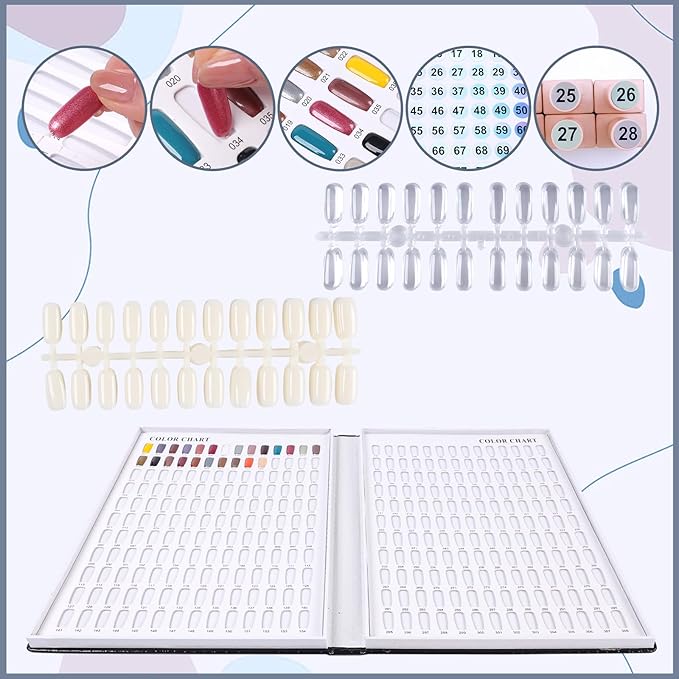 308 Colors Nail Swatches Book with 480 Nail Tips Nail Colors Book Professional Nail Display Chart Nail Gel Polish Practice Display Card Book for Nail Polish UV Gel,Nails Art Design