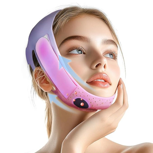 V-Line Face Lifting Mask, Double Chin Reducer Chin Support Strap V Shaped Face Mask (Light Pink)