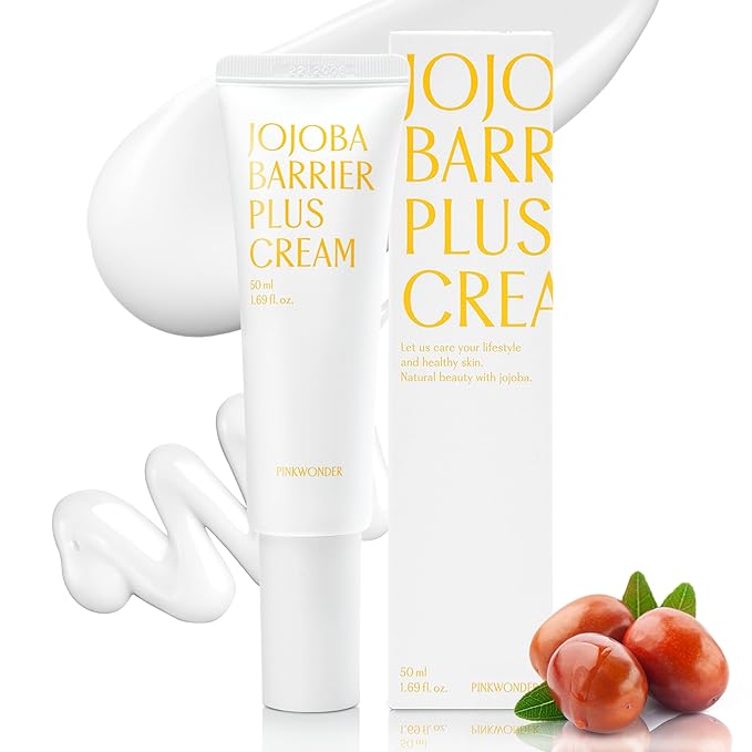 Jojoba Berrier Plus Cream 1.69oz(50ml), 24HR Long Lasting Moisturizier Face Cream, Jojoba Oil and Hyaluronic Acid for Dry Skin, Korean Skin Care